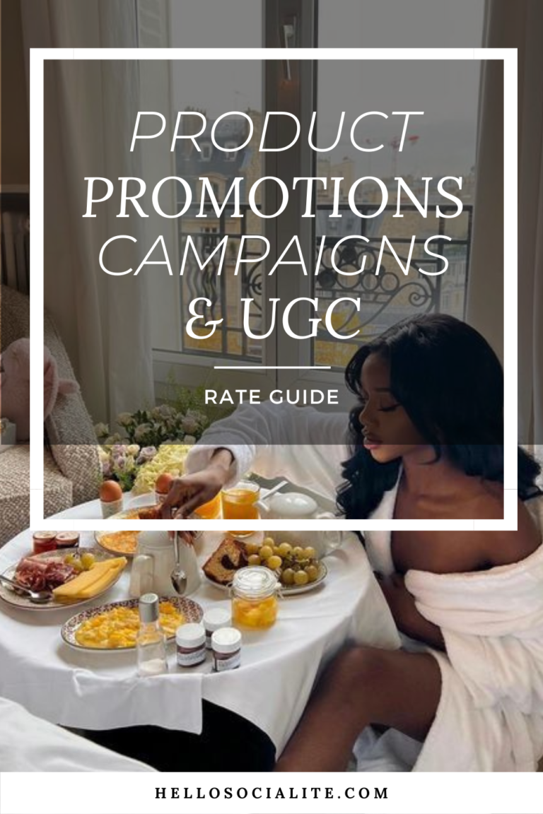 Product Promotions, Campaigns, & UGC Rate Guide